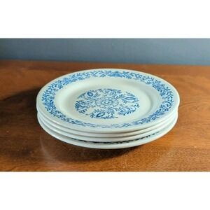 Oxford Brazil Blue Flower Salad Plates 7 1/2" Restaurant Ware Set of 4 Excellent